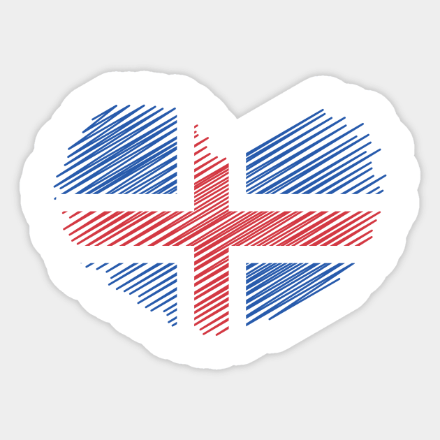 Iceland Heart Flag Design Sticker by Sanu Designs